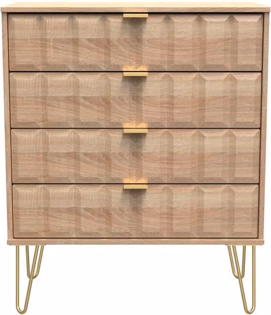 Ready Assembled 2 U Metro 4 Drawer Chest in Light Oak