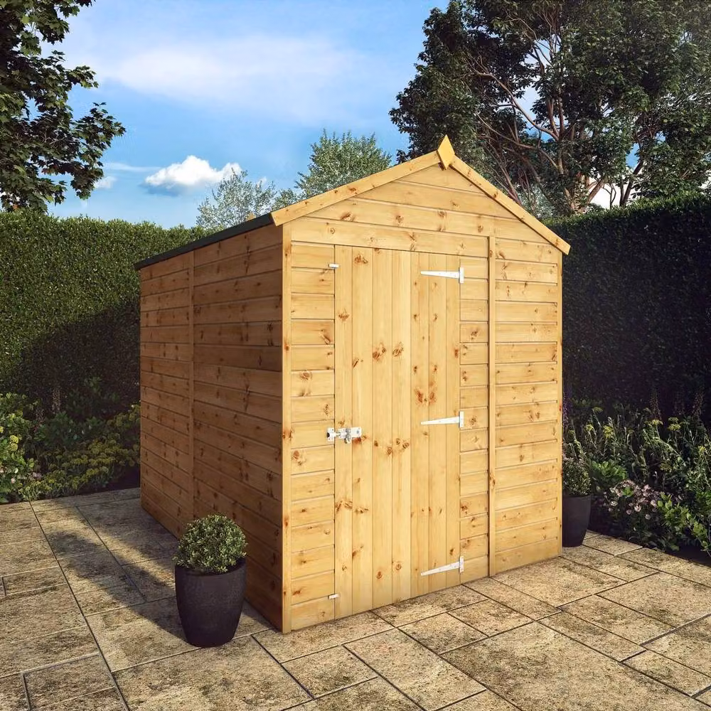Mercia Brown Shiplap Apex Windowless Wooden Garden Shed, W: 190.5 cm, D: 240.8 cm, H: 222.2 cm – 4