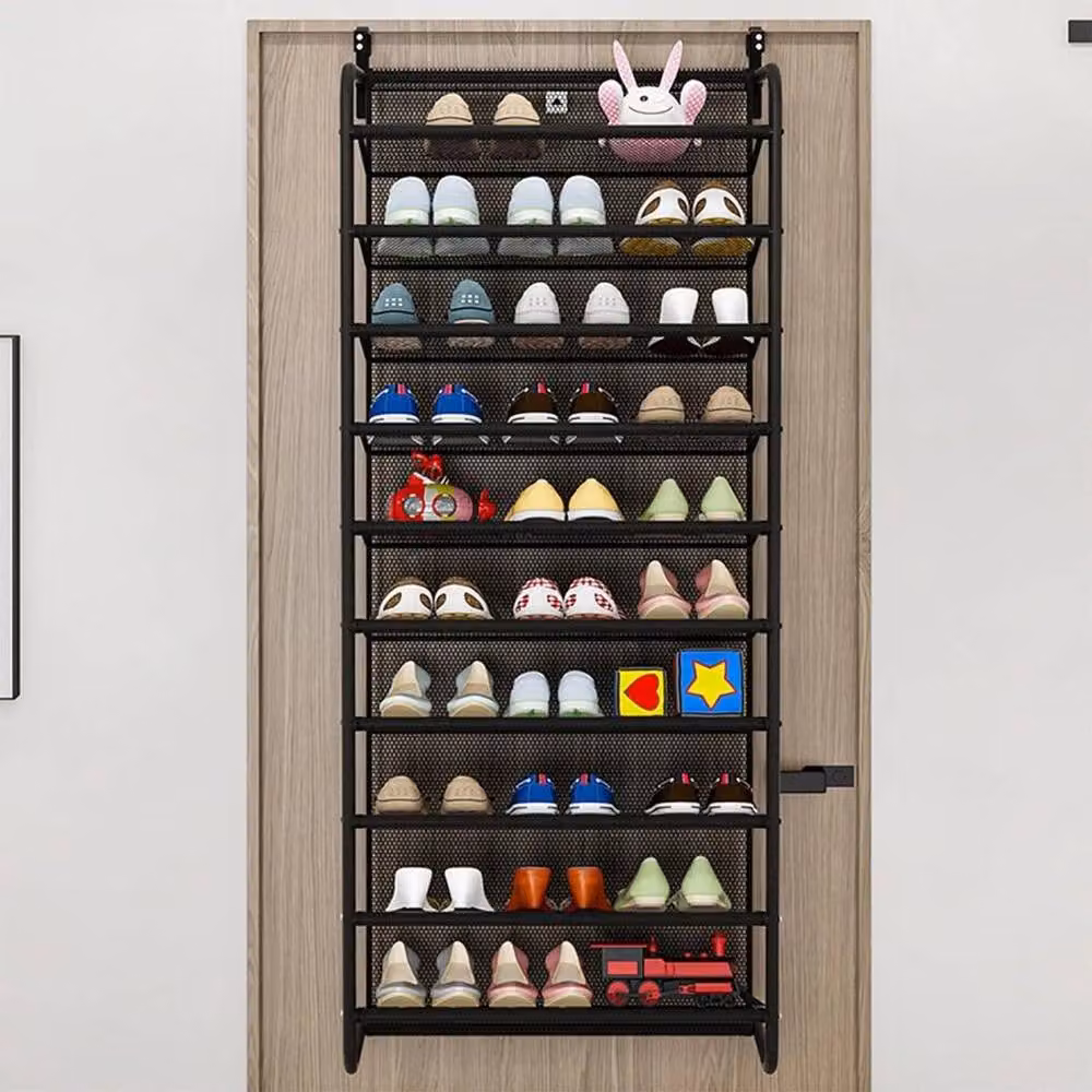 FORGEVIO 30 Pair Over Door Hanging Shoe Rack in Black – 2