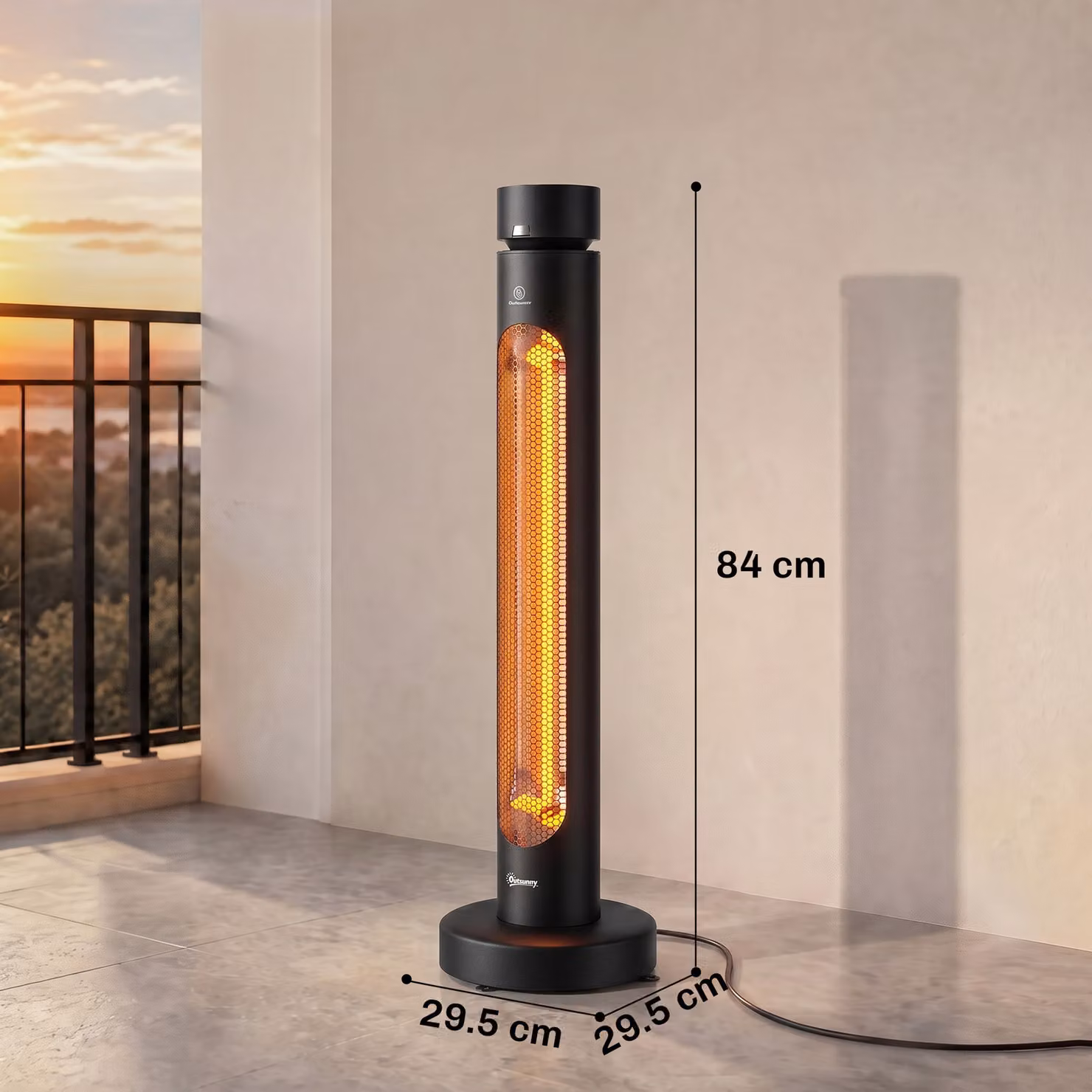 Outsunny 2000 W Electric Infrared Patio Heater, Black Free Standing Oscillating Outdoor Garden Heater with Remote Control – 3