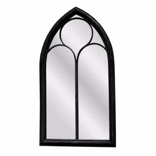 Agenzia 14 Antique Black Arched Metal Frame Window Garden Wall Mirror H 112 cm x W 61 cm – 6