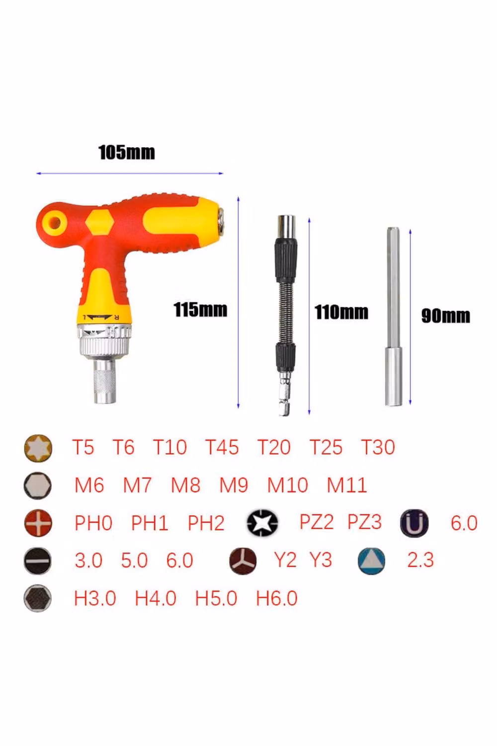 KDMD Manual Impact Driver Set with Screwdriver Bits in Yellow – 2
