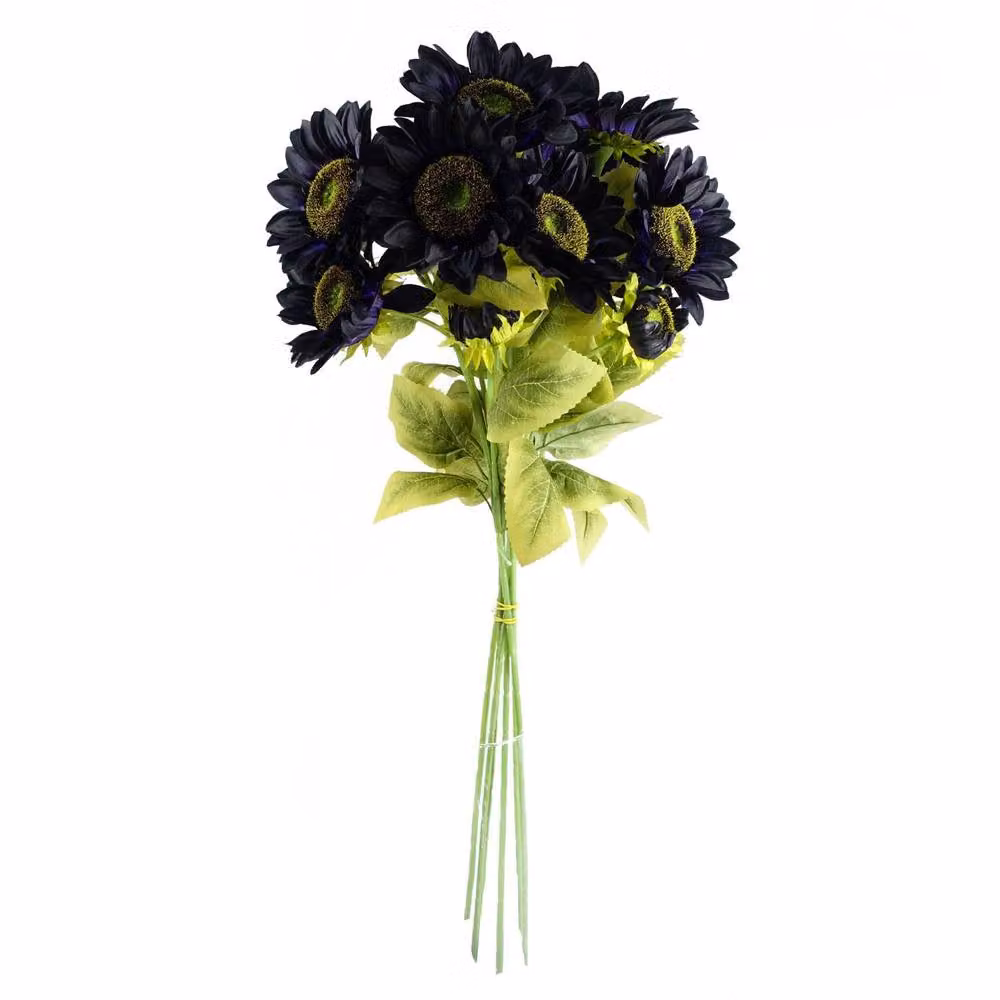 Leaf Pack of 6 Purple Artificial Sunflowers with 18 Heads, Height: 88 cm – 3
