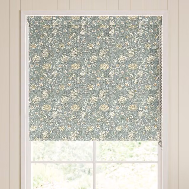 William Morris Bluebird Double Bough Blackout Made To Measure Roller Blind in Blue
