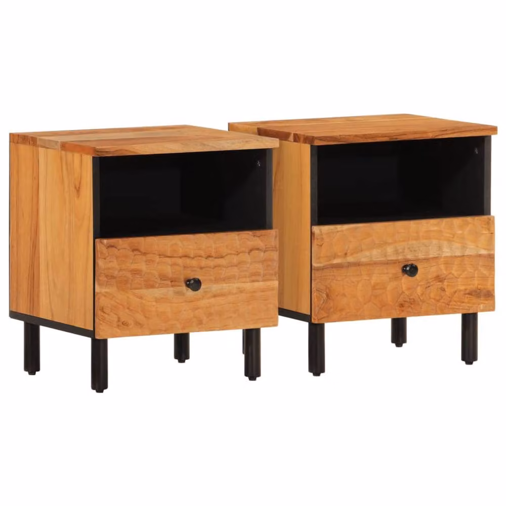 Berkfield Home Beautiful Bedside Cabinets, Set of 2, Brown Acacia Wood, W/D/H: 40 x 33 x 46 cm – 3