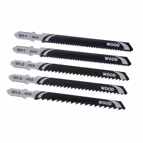 Stanley Pack of 5 T-Shank HCS Jigsaw Blades for Wood and Plastic, Black – 1