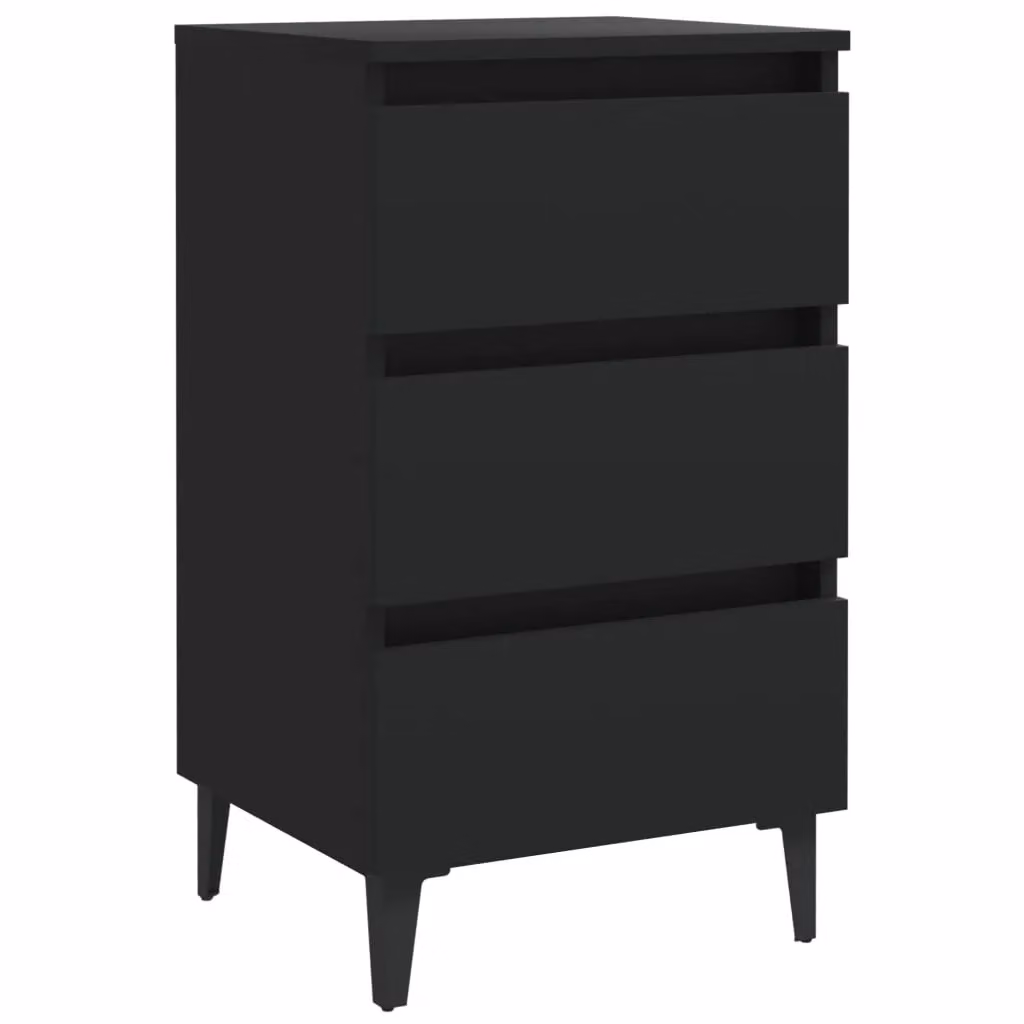 Berkfield Home Bed Cabinet with Metal Legs, Black, W/D/H: 40 x 35 x 69 cm – 2