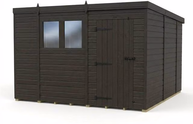 Buttercup Farm Grey Composite Pent Garden Shed with Single Door and Windows W/D/H: 305 x 305 x 210 cm