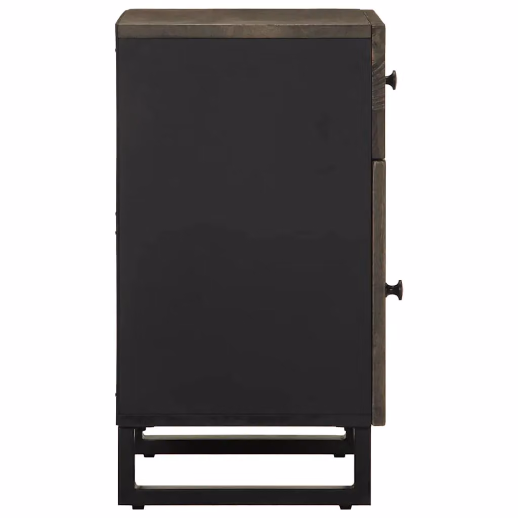 Berkfield Home Black Solid Mango Wood Bedside Cabinet W: 50 cm, D: 33 cm, H: 60 cm – 4
