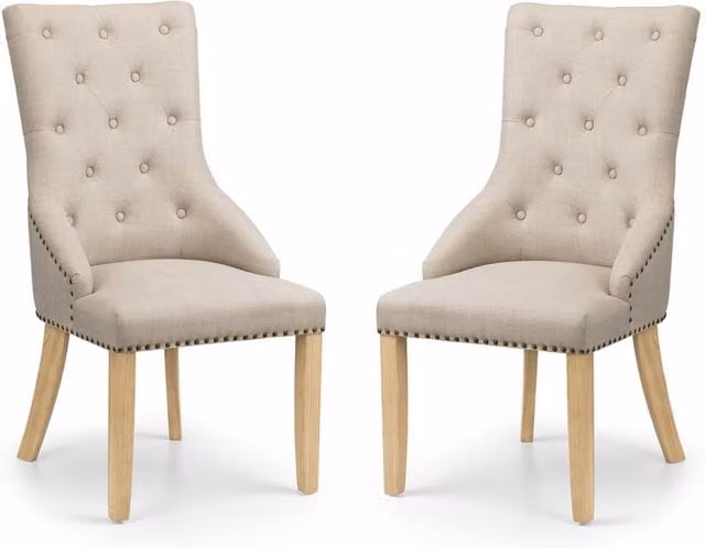 Cheshire Windsor Premium Button Back Dining Chairs - Set of 2 in Beige