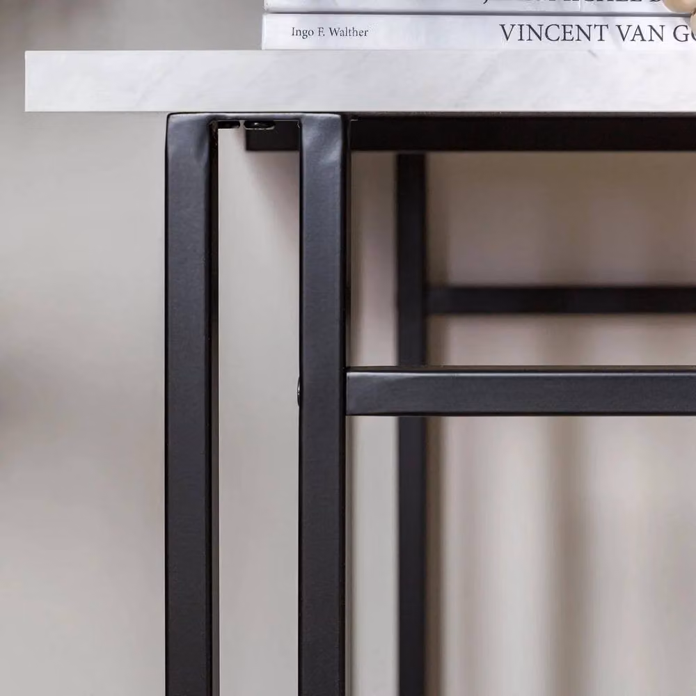 ERGOVEXA Modern Faux White Marble Console Table with Metal and Wood Construction, W/D/H: 107 x 36 x 77 cm – 2