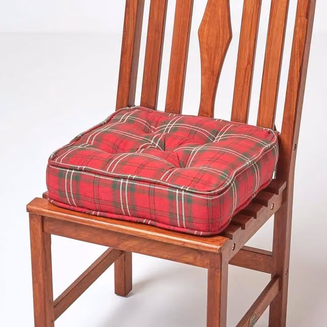 Homescapes Red Cotton Square Classic Cushion