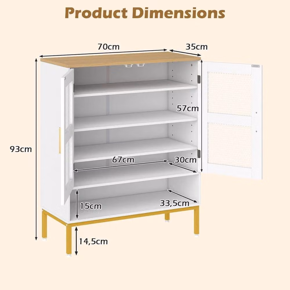 KORVIXA Modern White Entryway Shoe Cabinet with Ventilation Doors W/D/H: 100 x 100 x 100 cm – 2