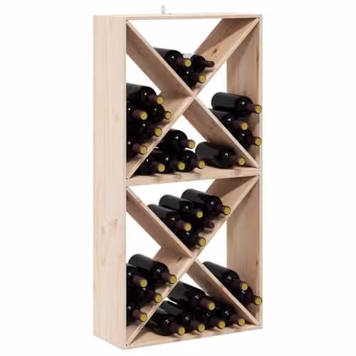 vidaXL Set of 2 Rustic Solid Pine Wood Wine Racks, Natural, W/D/H: 62 x 25 x 62 cm – 1