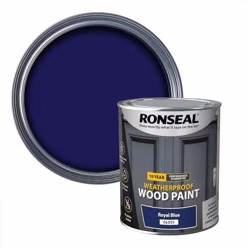 Ronseal Weatherproof Opaque Wood Paint Gloss Blue 0.75 l