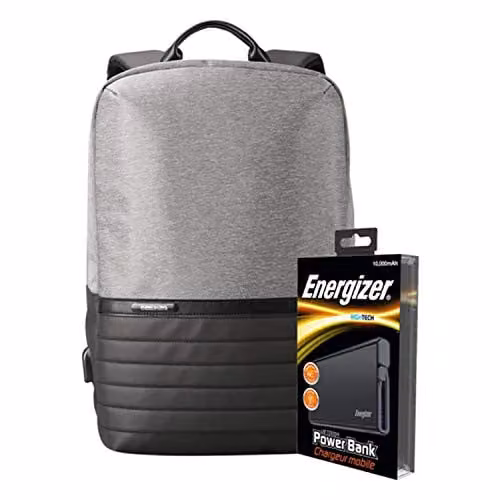 Energizer EPB001 Laptop Charging Bag with UE10004 10000mAh Power Bank in Grey