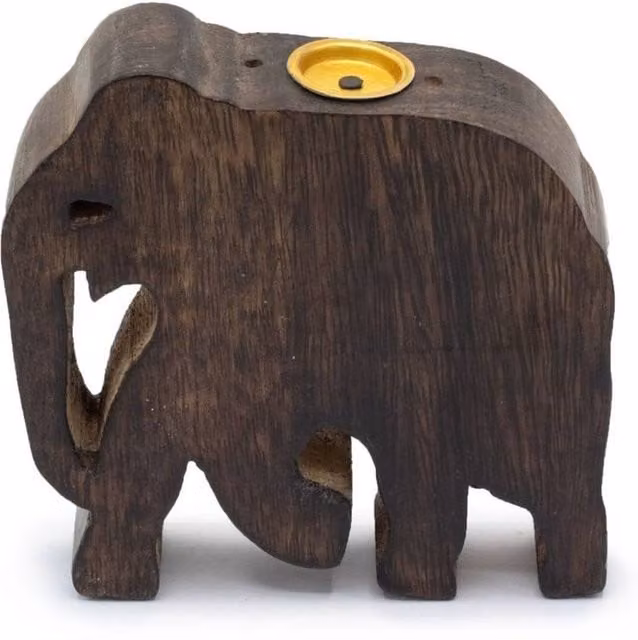 KDMD Elephant Wood Incense Holder for Cones and Sticks in Brown – 1