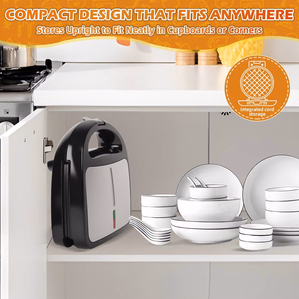 Alivio 3-in-1 Non-Stick Sandwich Maker with Detachable Plates, 850W, Black – 5