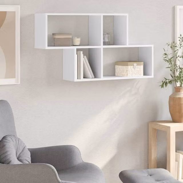 Berkfield Home White Wall Mounted Shelf, W/D/H: 100 x 20 x 53 cm