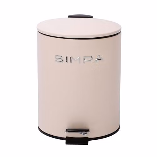 Simpa 5L Slim Soft-Closing Pedal Dustbin in Cream/Beige – 1