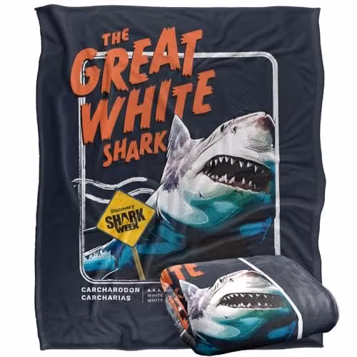 Logovision Shark Week Television Series Multicolour Soft Fleece Throw Blanket, W: 152 cm, D: 127 cm