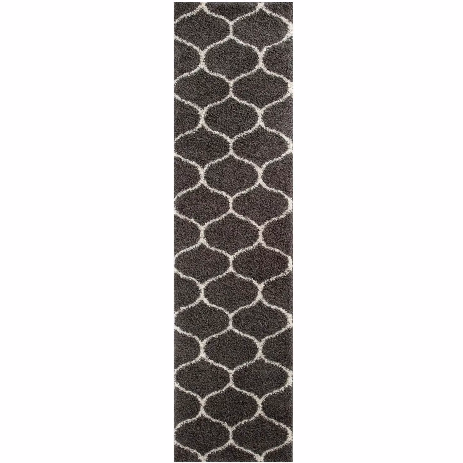 THE RUGS Soft Trellis Moroccan Shaggy Rug, Dark Grey, W: 200 cm, D: 290 cm – 6