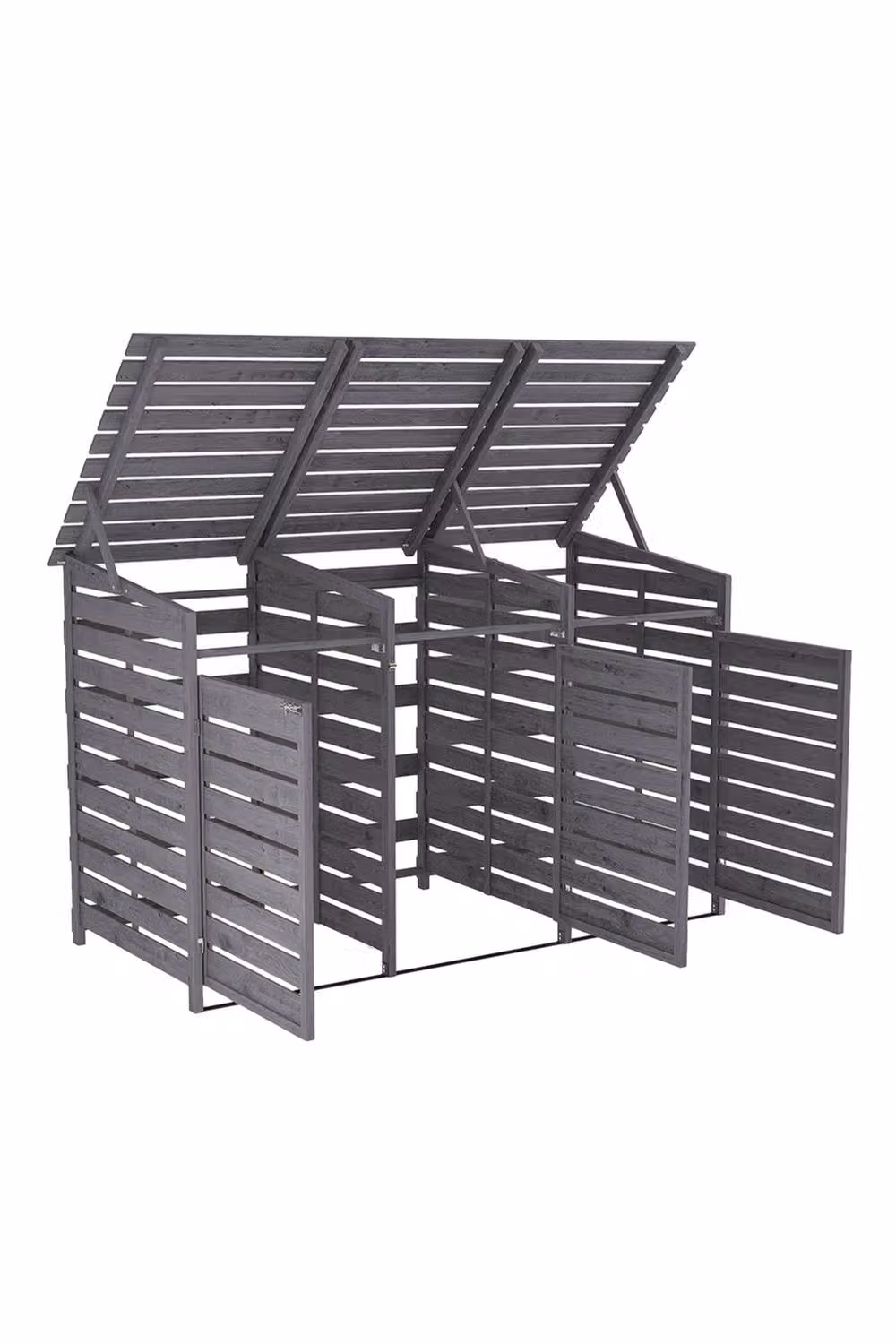 Garden Sanctuary Rustic Spruce Wood Bin Store Garden Storage Shed in Grey, W/D/H: 198 x 86 x 122 cm – 2