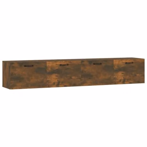 vidaXL Set of 2 Modern Wall Cabinets in Smoked Oak Brown, W/D/H: 100 x 35 x 35 cm