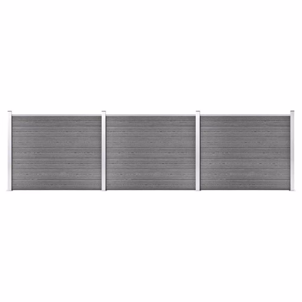 Berkfield Home Durable WPC Fence Panel Set, Grey, W: 526 cm, H: 146 cm – 2