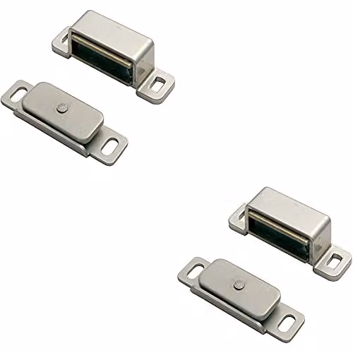 Loops 2 Pack Magnetic Cupboard Door Catches in Nickel Plated Silver with 37mm Fixing Centres and 6kg Pull