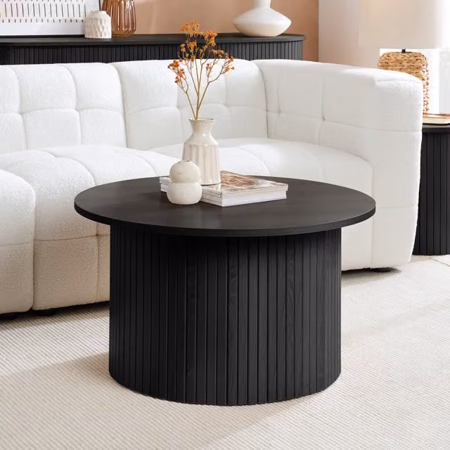 Birlea Axel Round Fluted Coffee Table in Brown and Black