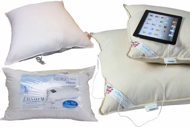 Homescapes Duck Feather Music Pillow with Speaker in White