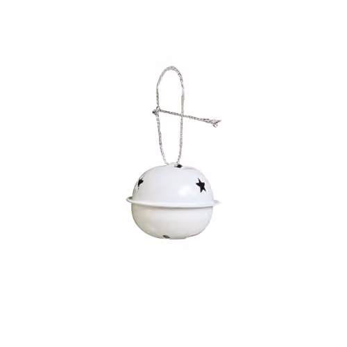 Melody Maison Set of 8 White and Silver Metal Hanging Bell Christmas Decorations, 4 cm – 3