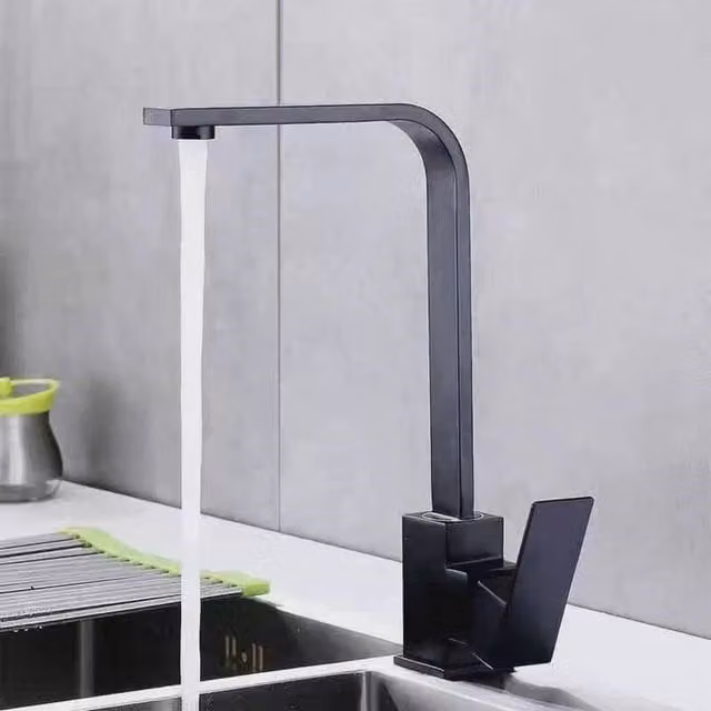 KORVIXA Matt Black Single Lever Kitchen Mixer Tap with Swivel Spout – 1