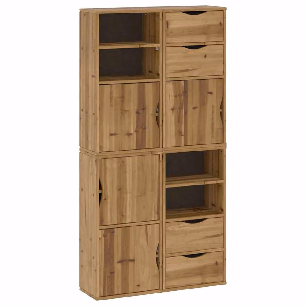 Berkfield Home ODDA Side Cabinets, Set of 4, Brown Solid Wood Pine, W/D/H: 40 x 24 x 79 cm – 2