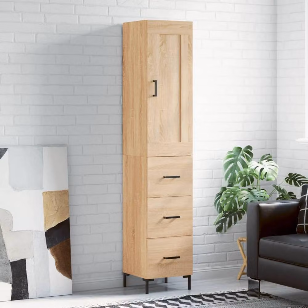 Berkfield Home Sonoma Oak Highboard in Light Brown, W/D/H: 34.5 x 34 x 180 cm – 2