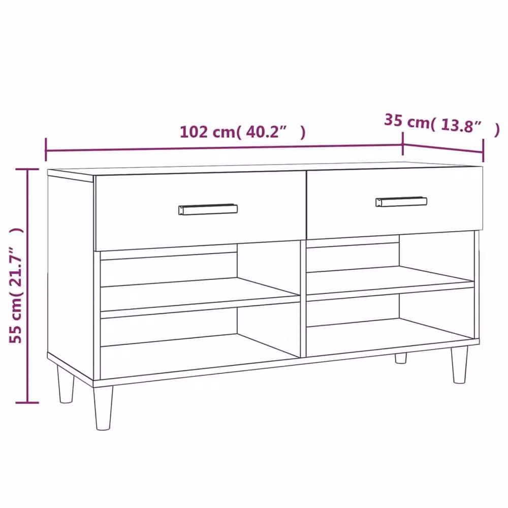 Berkfield Home Brown Oak Shoe Cabinet, W/D/H: 102 x 35 x 55 cm – 4