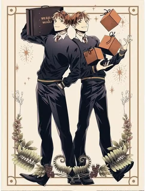 Warner Bros Fred and George Weasley Graphic Paper Poster in Black – 1