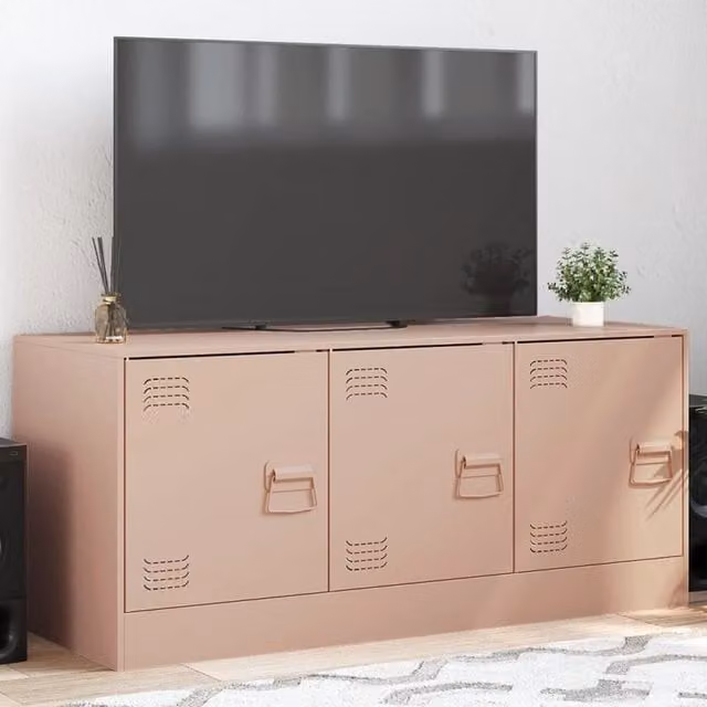 Berkfield Home Pink Industrial Metal TV Cabinet W/D/H: 99 x 39 x 44 cm
