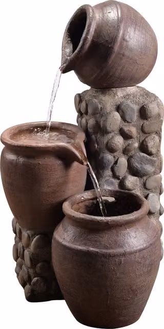 Teamson Home 3-Tier Antique Grey Cascade Waterfall Outdoor Tabletop Pot Fountain