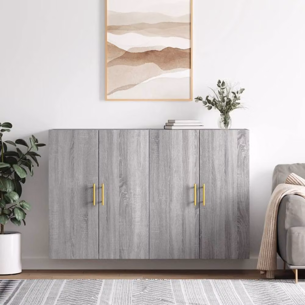 Berkfield Home Wall Mounted Cabinets, 2 Piece, Grey Sonoma, W: 69.5 cm, D: 34 cm, H: 90 cm – 2