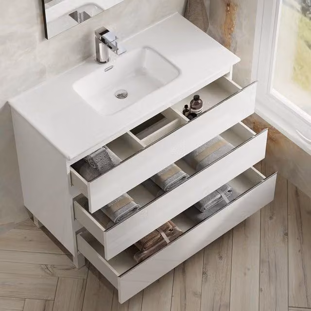 Banyetti Vatilla 1000mm Floorstanding Vanity Unit with Athena Basin, Gloss White
