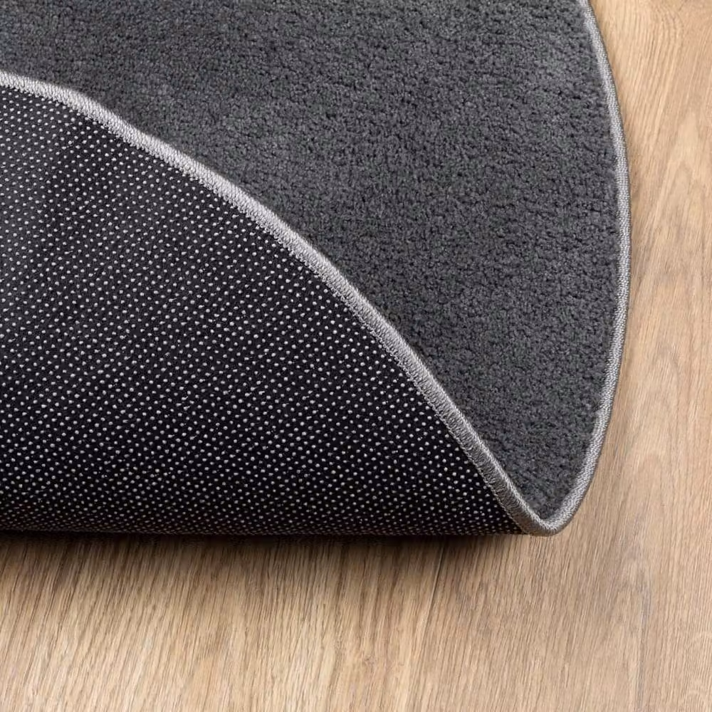 Berkfield Home Oviedo Round Short Pile Rug in Anthracite, Diameter: 160 cm – 2