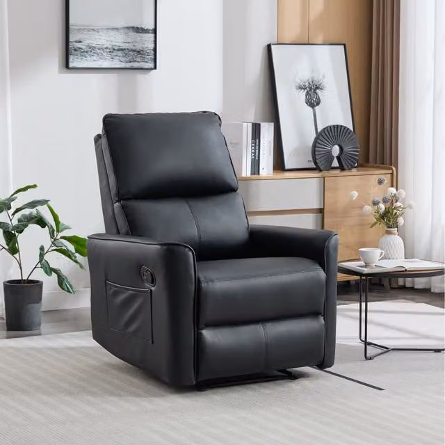 More4Homes Madrid Manual Air Leather Relax Recliner Chair with Armrests, Black and Grey, H: 102.0 cm x W: 77.0 cm x D: 94.5 cm