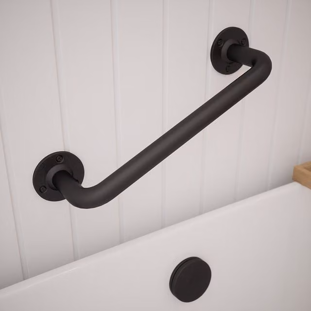 Rothley Matt Black Steel Grab Rail, Length: 30.5 cm