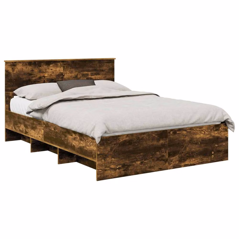 Berkfield Home Smoked Oak Bed Frame in Brown, Engineered Wood, 160 x 200 cm – 2