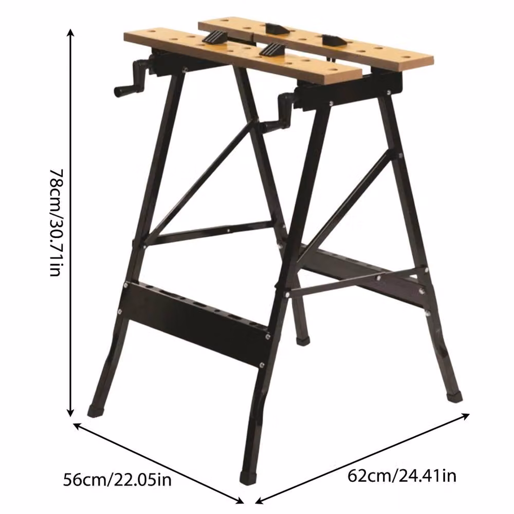 Ventryn Folding Steel Work Bench with Vice in Black – 2