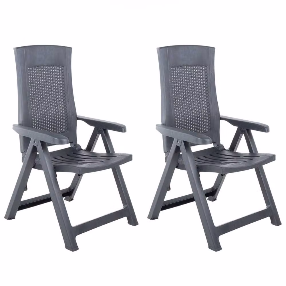 Berkfield Home Garden Reclining Chairs, 2 Piece Set, Anthracite Dark Grey Plastic – 2