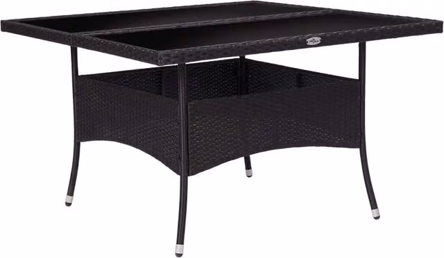 Berkfield Home Outdoor Dining Table in Black Poly Rattan and Glass, W: 120 cm, D: 75 cm – 1