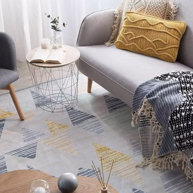 Wyld and Coco Geometric Distressed Polyester Rug in Multicolour Grey and Yellow, W: 160 cm, L: 230 cm – 1